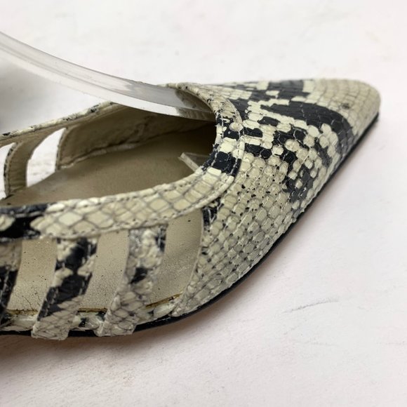 TALBOTS Genuine Leather Slingback kitten High Heels Snakeskin Reptile Print sz 7 - Picture 16 of 16